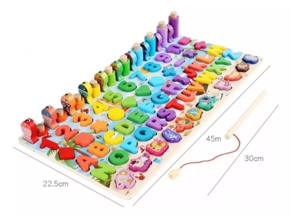 Juego madera 7 en 1 montessori pesca números formas - Imagen 6