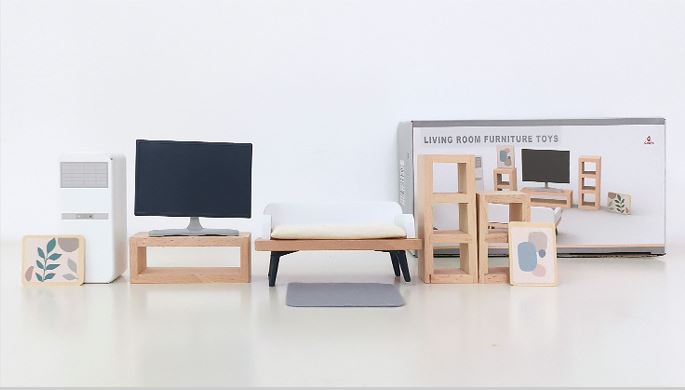 Muebles en miniatura para casa de muñecas living 10 unidades - Imagen 2