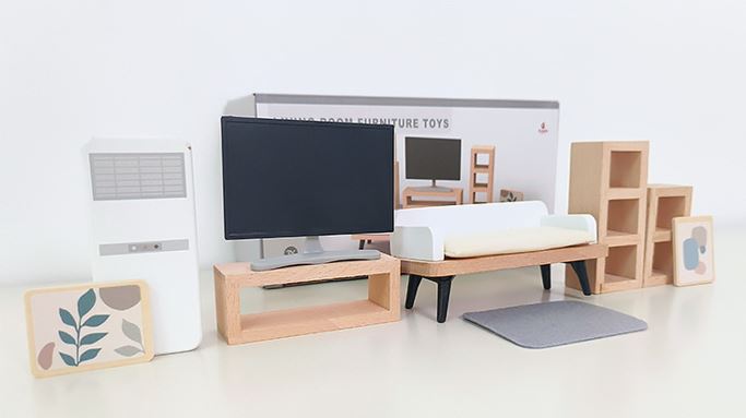 Muebles en miniatura para casa de muñecas living 10 unidades