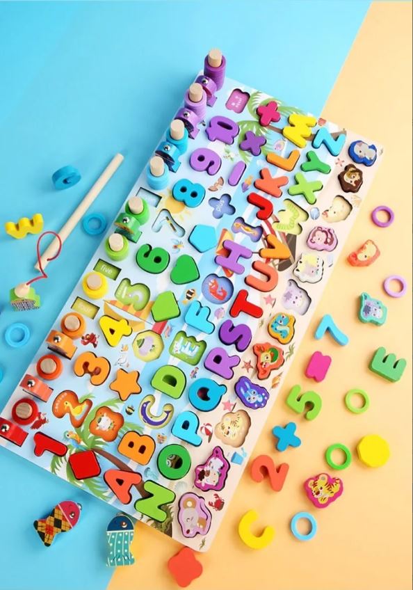 Juego madera 7 en 1 montessori pesca números formas - Imagen 4
