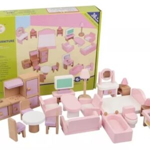 Muebles en miniatura para casa de muñecas 22 unidades