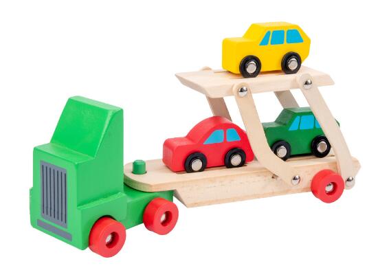 Camión didáctico madera con rampa y autos