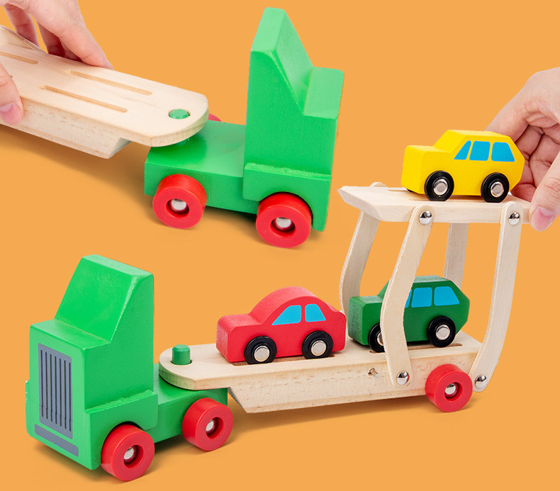 Camión didáctico madera con rampa y autos - Imagen 2
