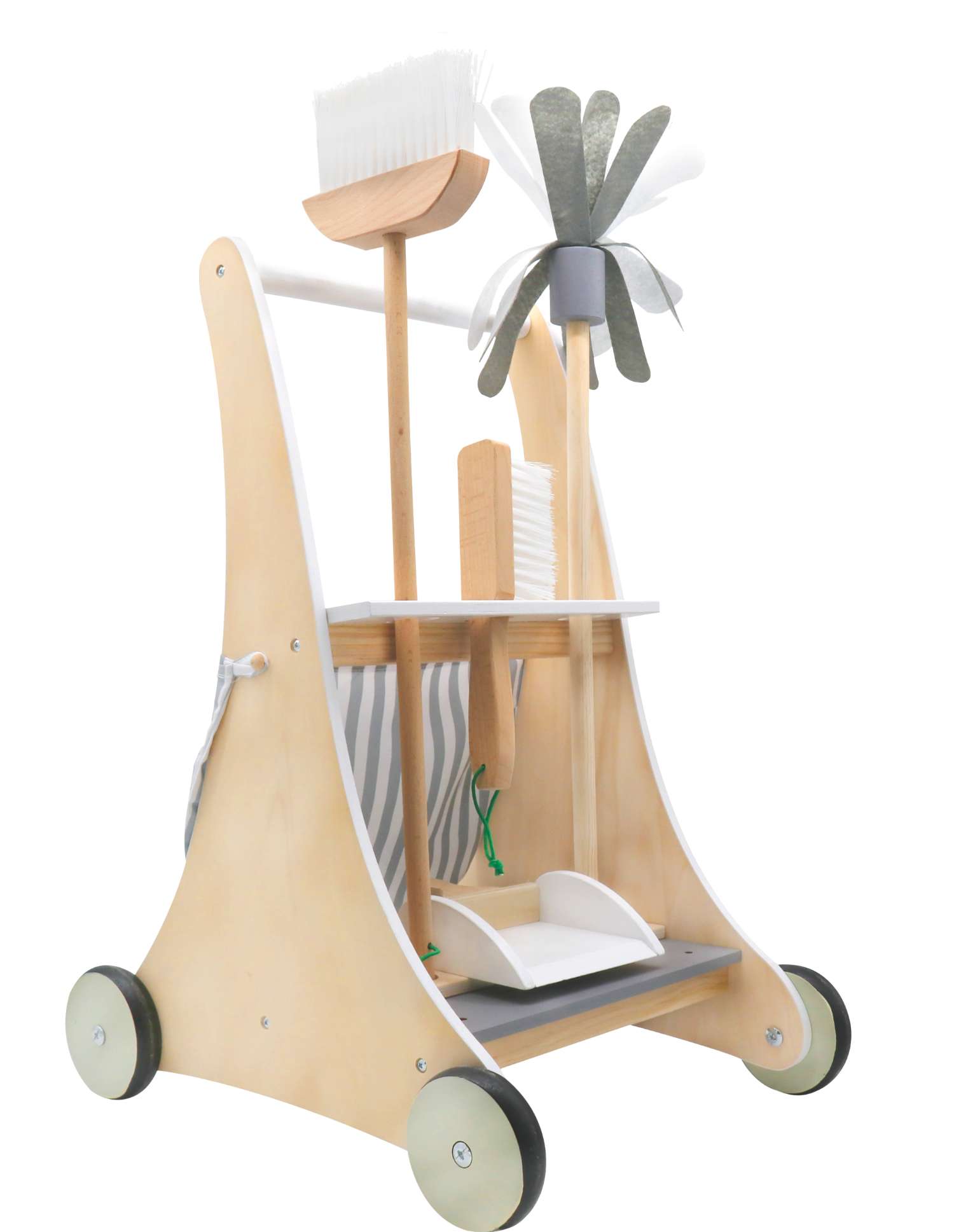 Carrito caminador de limpieza madera de juguete