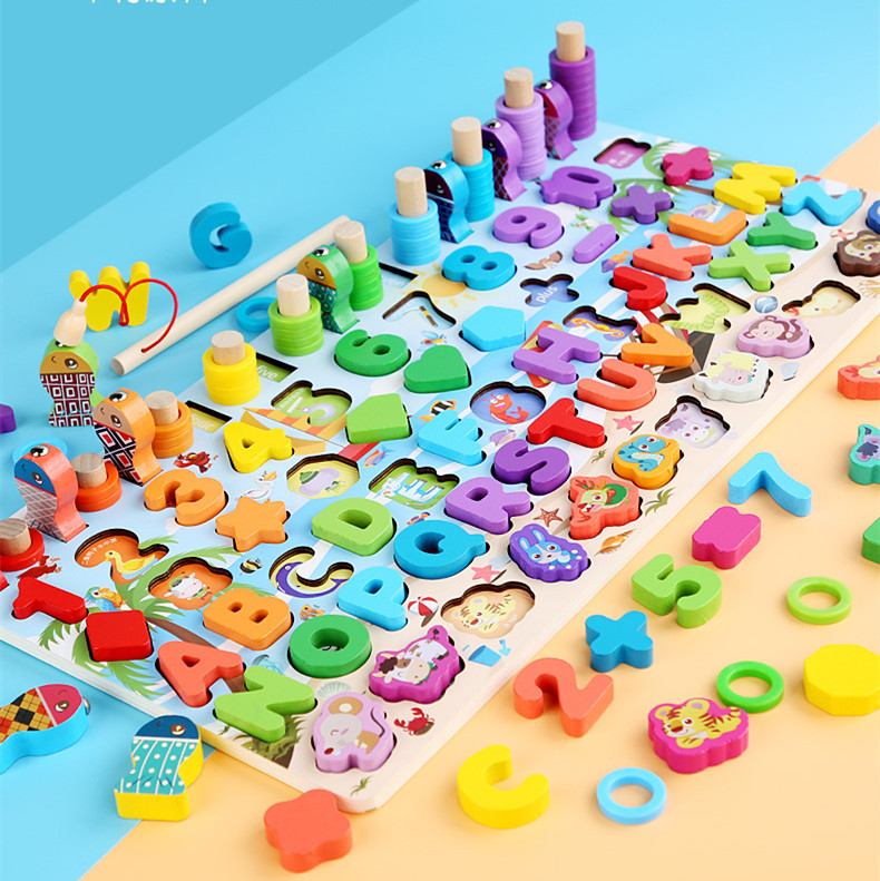 Juego madera 7 en 1 montessori pesca números formas - Imagen 2
