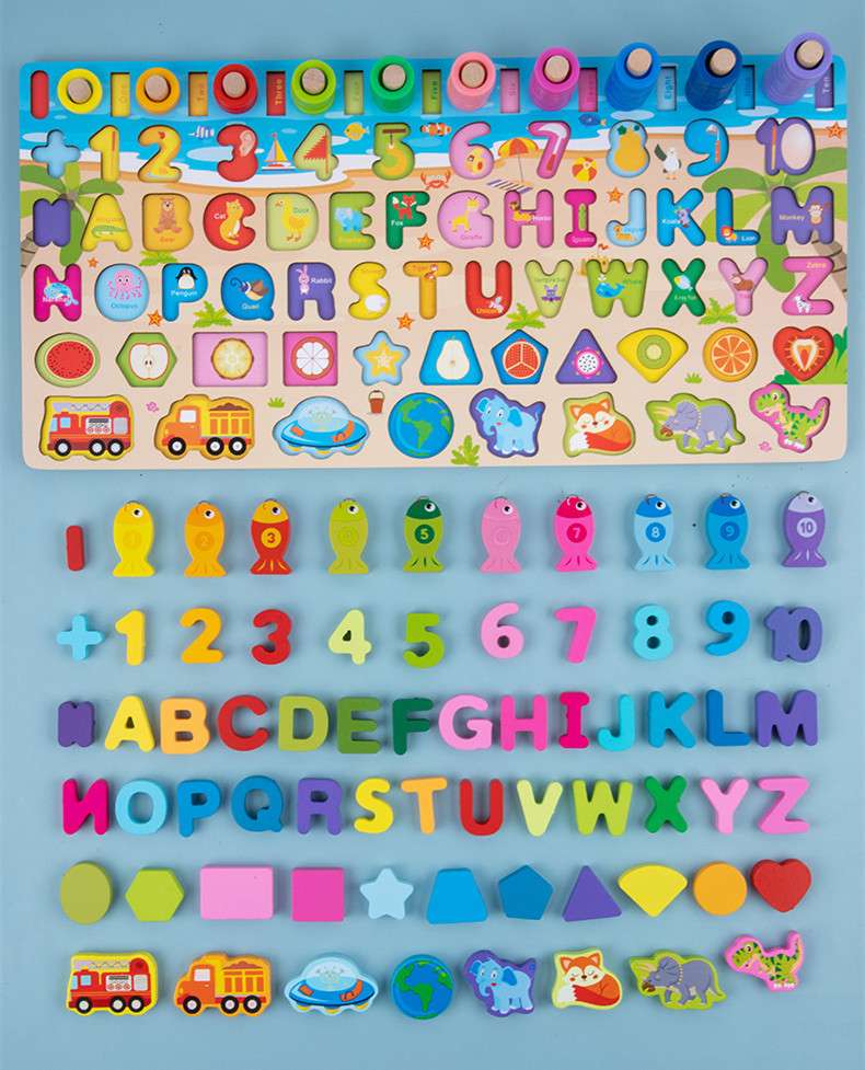 Juego madera 7 en 1 montessori pesca números formas - Imagen 4