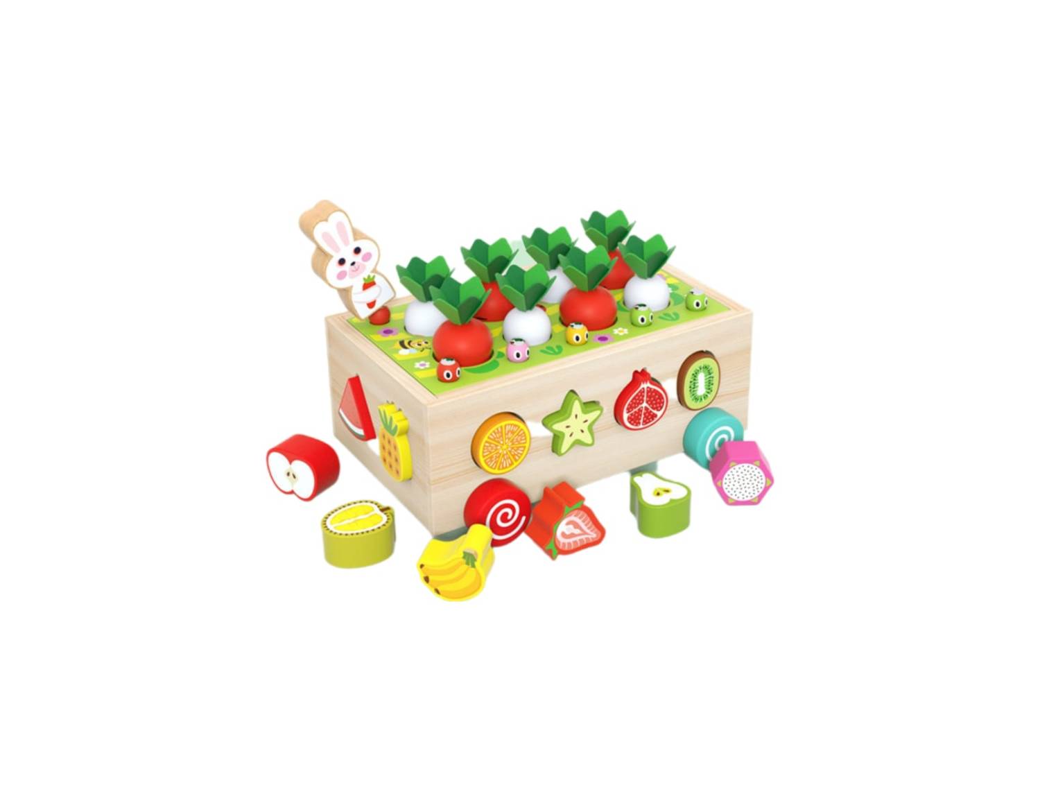 Juego madera montessori didáctico zanahorias gusano formas - Imagen 4