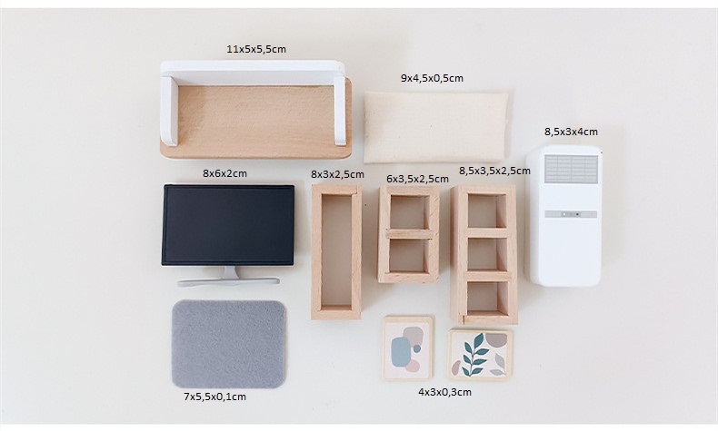 Muebles en miniatura para casa de muñecas living 10 unidades - Imagen 8