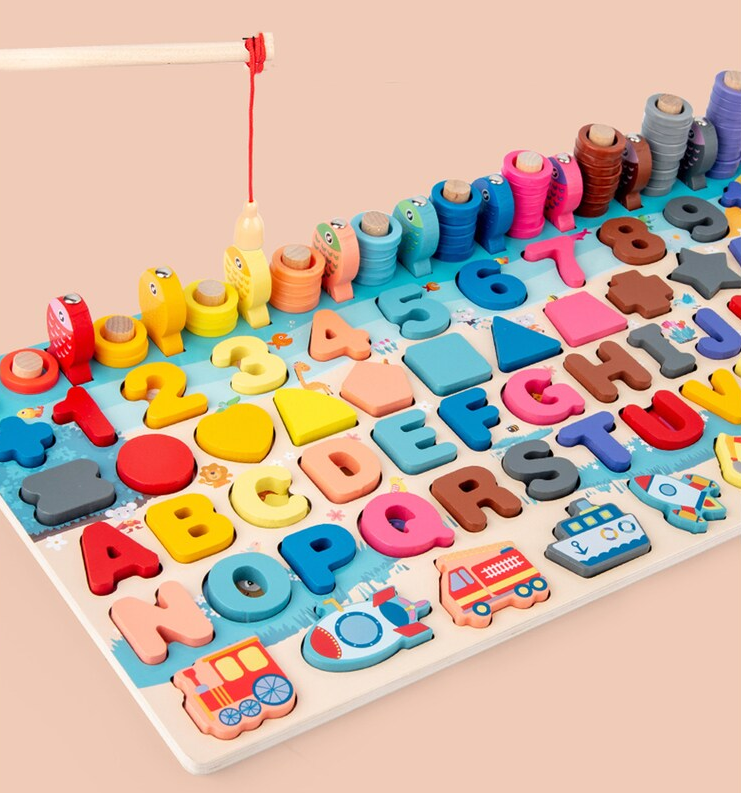 Juego madera 7 en 1 montessori pesca números formas - Imagen 2